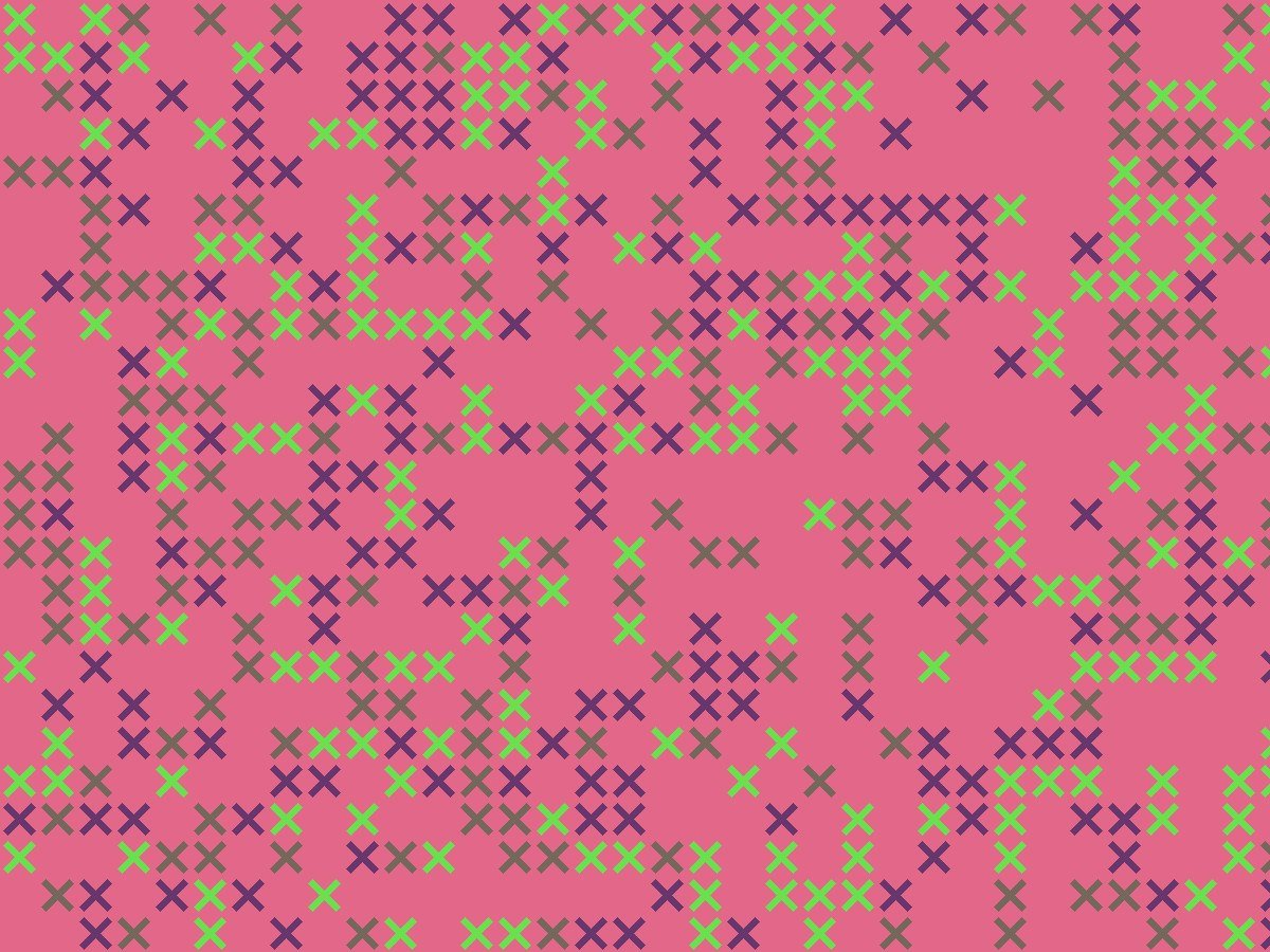 Pocket sampler: a drawn cross pattern